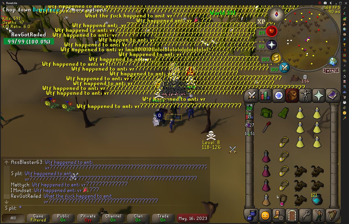 OSRS_VR's tweet photo. The largest RS clan alliance in history has just been destroyed! Vit/DF/REV/BC/Liths/CL/DK/Fins/Clumpa massed 100+ people in open CC to try take the wilderness today, failing horribly as we forced them from the 30 line to lvl 8 wild, where each of their clans now lies buried!

#VR #OSRS #RUNESCAPE

https://t.co/SKNLa9NVv1