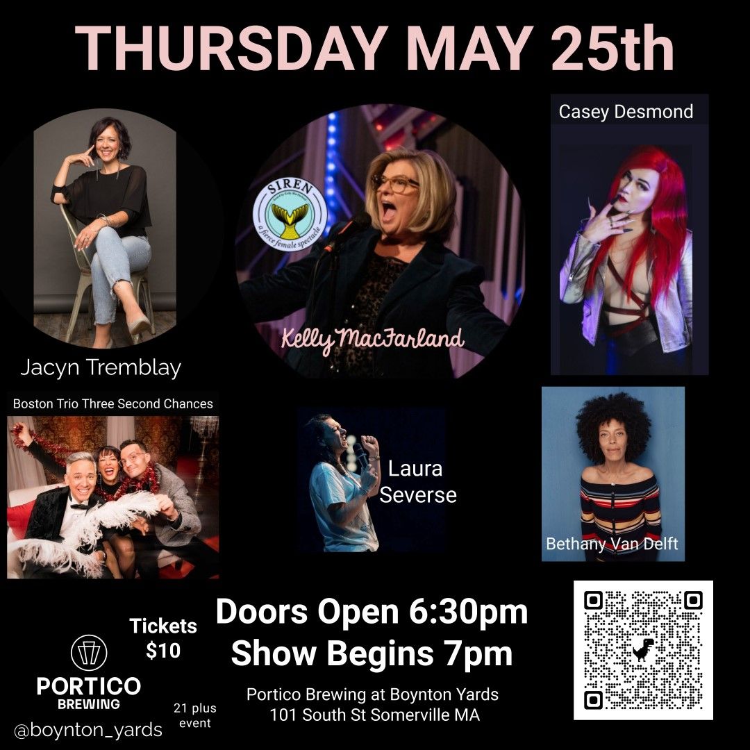 BoyntonYardsMa's tweet photo. Join us next Thurs 5/25 for @sirenshow…7 pm @porticobrewing at #boyntonyards. Host @kellymacfarland + @jacynthegirl, Boston Trio Three Second Chances, @lauraseverse, @bethanyvandelft &amp; @caseydesmond will bring it! https://t.co/fG4sqCsIoI