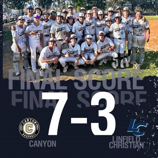Your Canyon Comanches are headed to CIF D4 FINALS!! Thank you to all our fans who packed the house today! We 💛 the support! <a href="/CIFSS/">CIF Southern Section</a> <a href="/ComancheSports/">Canyon Athletics</a> <a href="/thecanyontribe/">The Tribe</a> <a href="/teamsmitty06/">JASON SMITH</a> <a href="/CanyonHSNews/">Canyon HighSchool</a> <a href="/latsondheimer/">eric sondheimer</a> <a href="/LesLukach/">𝐋𝐞𝐬 𝐋𝐮𝐤𝐚𝐜𝐡</a> <a href="/SteveFryer/">Steve Fryer</a> <a href="/OCSportsZone/">OC Sports Zone</a>