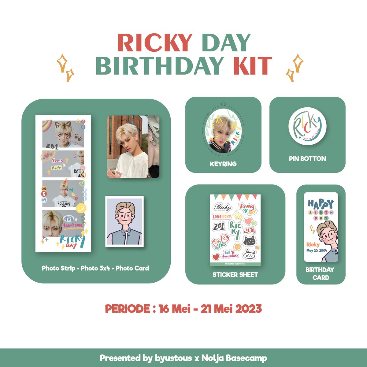 byustousproject's tweet photo. [RT &amp; Like are appreciated]

To celebrate 𝓡𝓲𝓬𝓴𝔂  Day
✨OPEN PRE ORDER RICKY BIRTHDAY KIT 🐱✨
by @byustousproject x @kwonfusing_

(Pre order on 16-21 Mei 2023)

💰65. 000 DP 30.000/set
📍Jogja

Link order: https://t.co/REzfKg4dzZ…

Detail cek gform okay
#ZB1 #RICKY #리키 https://t.co/GMZR4rPhAx