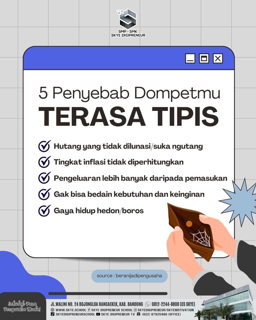SkyeDigipreneur's tweet photo. Mulai lakukan evaluasi pada berbagai kebiasaan dalam mengeluarkan uang yuk. Tekan kebiasan kecil yang menggerogoti keuangan, syukur-syukur bila dihilangkan 🤭
Kebiasaan kecil apa ni yang suka menggerogoti keuanganmu? Komen dibawah yah 😌
#sekolahbisnis #infobisnis #lattefactor https://t.co/V2r1llEUMR