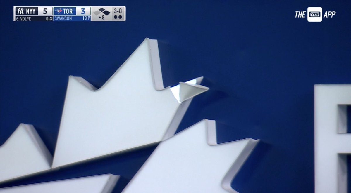 FiresideYankees's tweet photo. Aaron Judge hit it so far and hard he broke the Maple Leaf in dead center field…

Bro really said, “don’t test me.” https://t.co/k7yUf6aWip