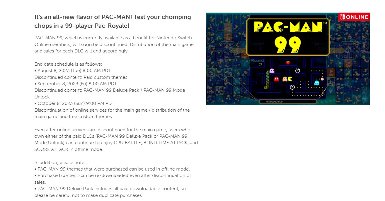 PAC-MAN 99, Aplicações de download da Nintendo Switch