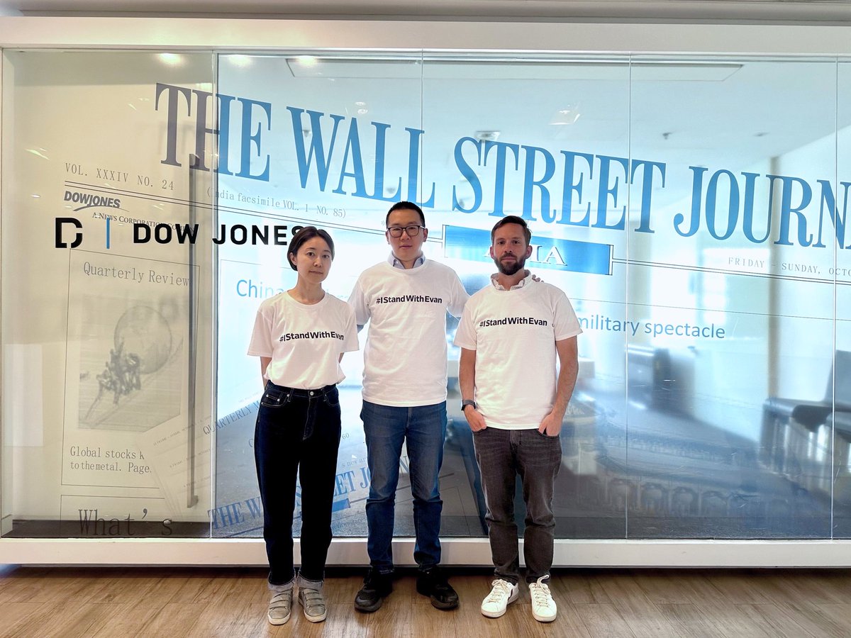 50 Days. That’s how long our friend and colleague has spent in a Russian prison, unjustly detained. We call for his immediate release. With @WSJ Beijing's @JChengWSJ @BrianSpegele #IStandWithEvan #journalismisnotacrime