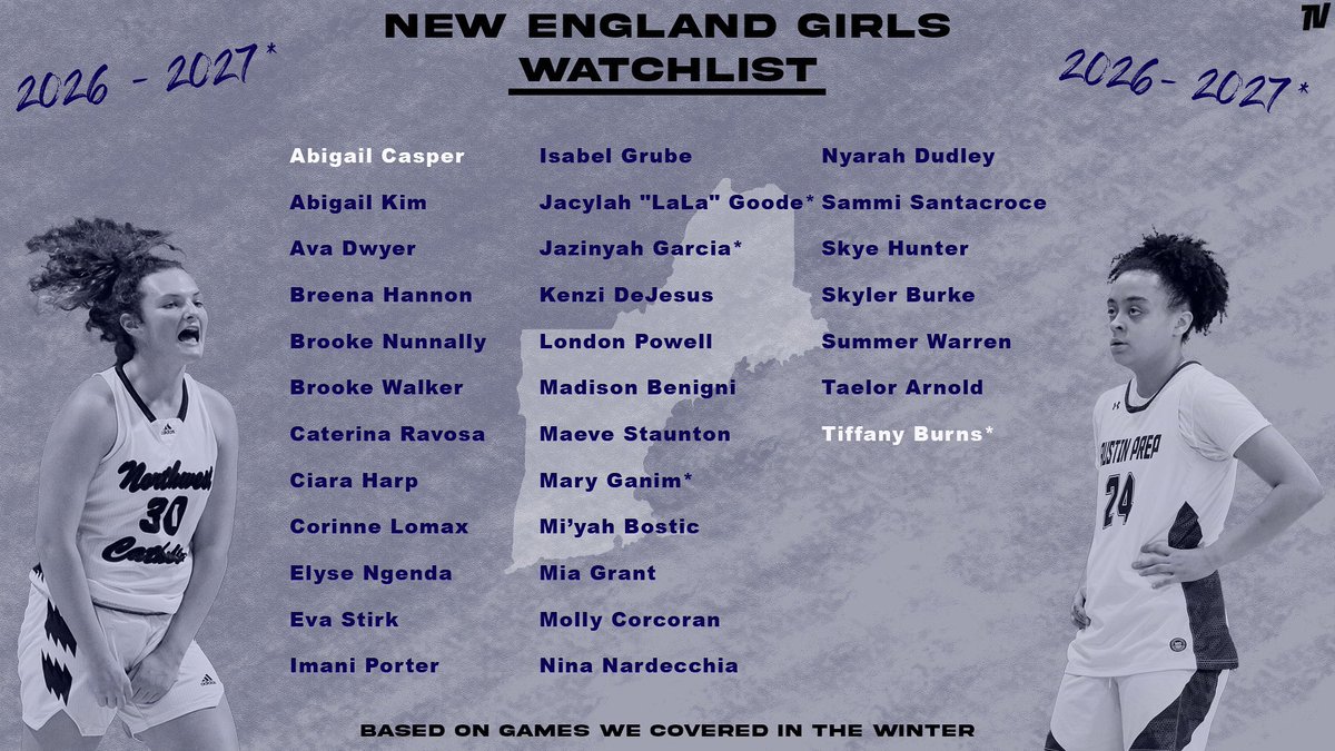⛹️‍♀️📍New England Girls Watchlist📍⛹️‍♀️ | Class of 2026-2027 

Based on games we filmed during the high school season, here are some 8th graders and freshman that caught our attention.