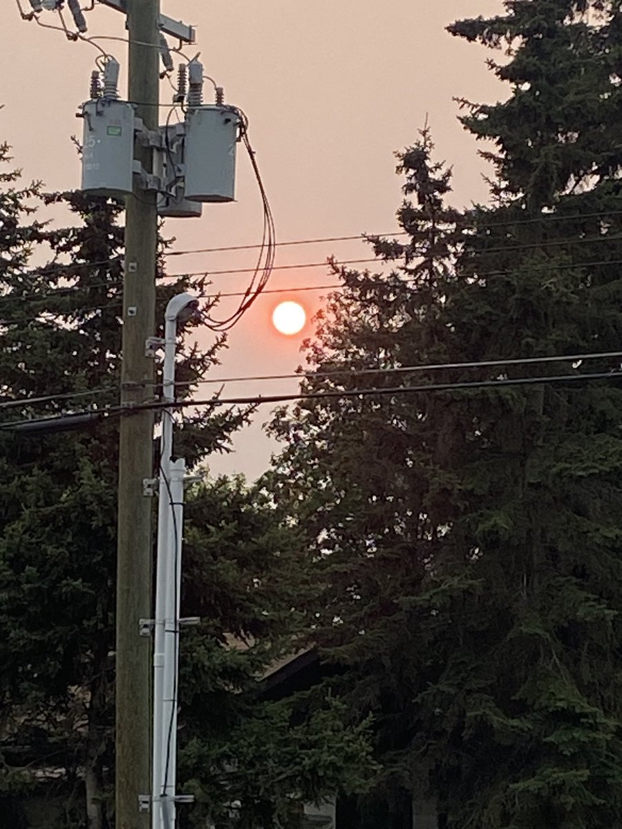 So many forest fires here the Sun is Red… Alberta Canada