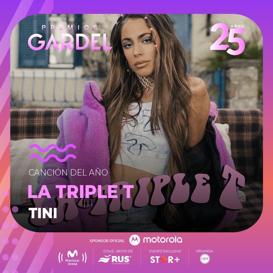 ¡FELICITAMOS A <a href="/TiniStoessel/">tini</a>! 🏆 Ganadora de los #25AñosGardel en la categoría Canción del Año 💿

#PremiosGardel