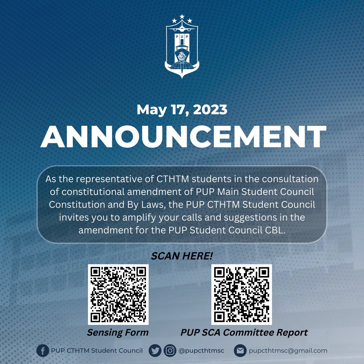 pupcthtmsc's tweet image. ATTENTION HASMINIANS!  

Last April 16, 2023, the Student Council Assembly conducted a meeting in which the SCA Committee on the Constitutional Amendments Committee Reports is adopted. You may see the report of the said Consultation here: tinyurl.com/SCACommReport  

#CTHTM