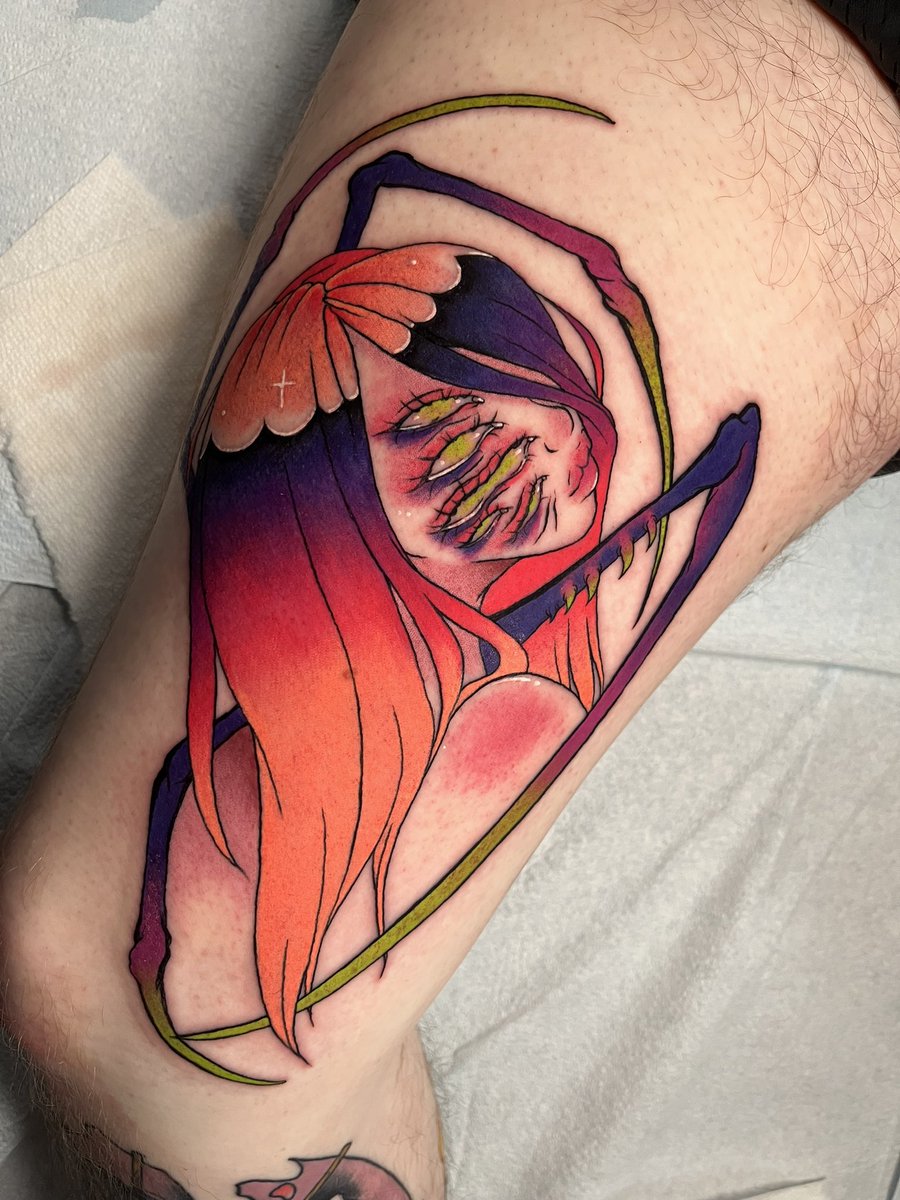 yorokobitattoos's tweet photo. Me and my best friend did a collab today
 She did the design and lines 
@ ghoul.tattoos on IG

And I did the color!!! https://t.co/RtcrNTHmRs