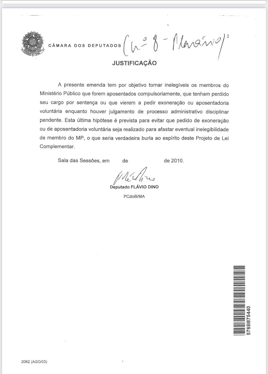 Pois é. É da minha autoria, quando deputado federal, a emenda que em 2010 determinou a aplicação da Lei da Ficha Limpa a magistrados e membros do Ministério Público. Mas juro que não viajo no tempo, antes de que disso me acusem 😎.