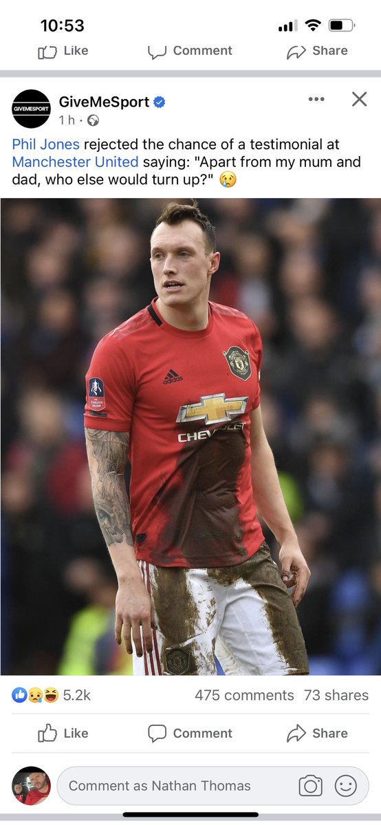 chunkythomas8's tweet photo. This guy deserves a testimonial blighted with injuries still gave is all when called to play phil jones legend @PhilJones4  @PhilJones33 @philjonesma https://t.co/TArE3rrVhg
