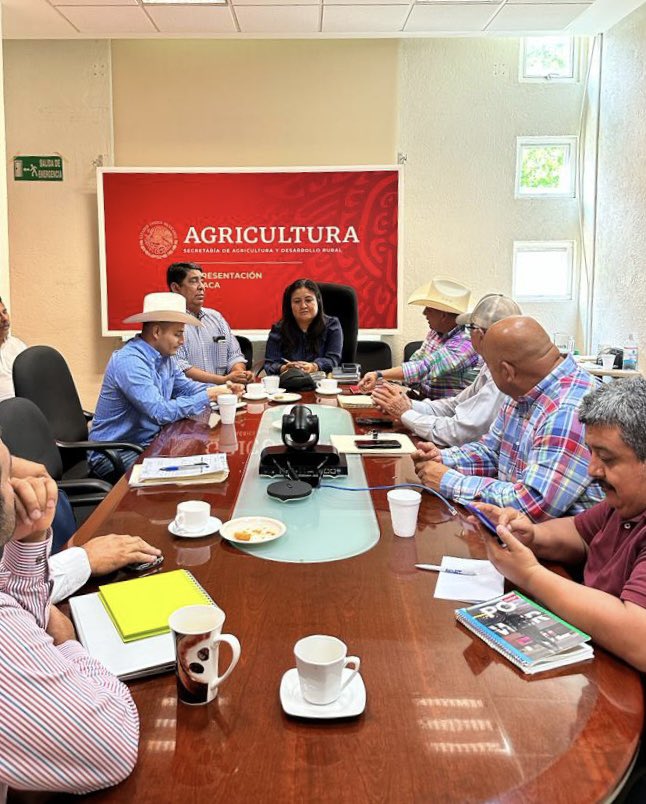 SEFADER_GobOax's tweet photo. Participa el Srio. @LopezLeyvaV en la quinta reunión ordinaria del #CESO, para el buen funcionamiento del #SINIIGA, también se firmó el convenio para la operación del #REEMO en #Oaxaca, con las 3 uniones ganaderas regionales y la rep. de  #SADER, MVZ. Carolina Ojeda Martínez. https://t.co/3HsWpTNV3n