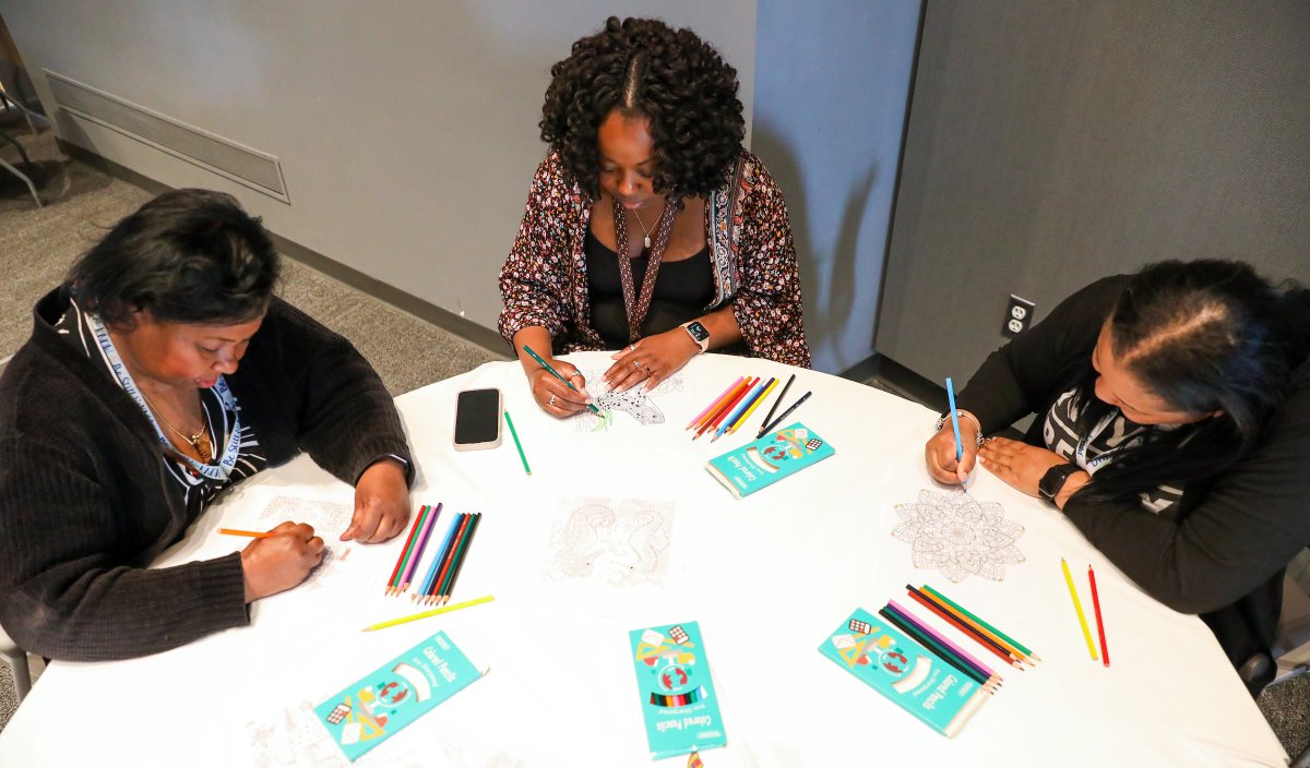 UWMLife's tweet photo. For #MentalHealthAwarenessMonth, we're reminding team members that self-care is not selfish. At today’s mental health awareness workshop, we de-stressed and recharged ourselves with some self-care activities. https://t.co/VrkL3pgNpn