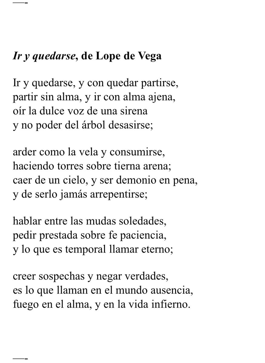 Ir y quedarse, de Lope de Vega.