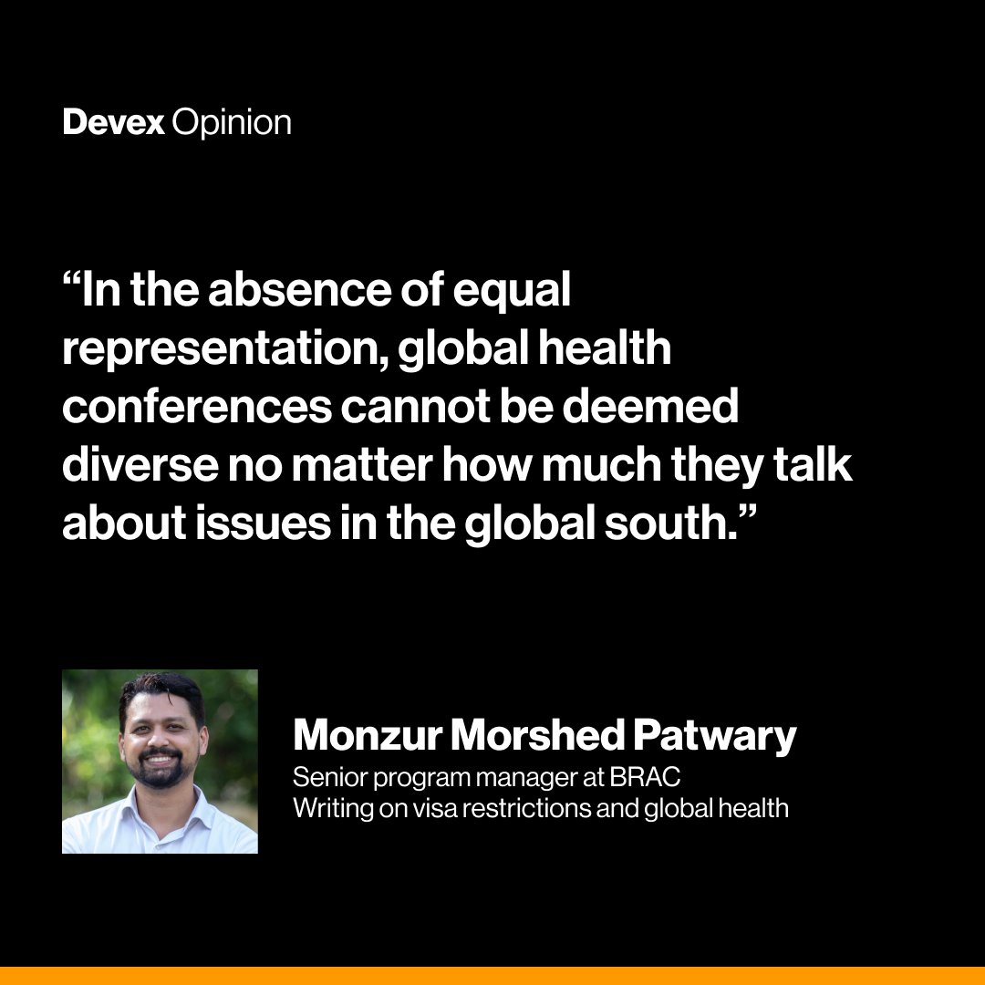 For #globalhealth conference organizers &amp; embassies trying to address barriers to equitable participation, here are 4 concrete suggestions to get LMIC participants there, beyond hosting events at visa-friendly locations. #Opinion by <a href="/monzurmpatwary/">Monzur</a>

devex.com/news/opinion-v…