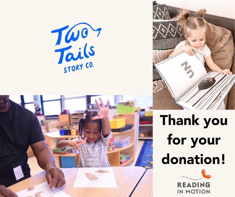 readinginmotion's tweet photo. Reading In Motion is so grateful to Two Tails Story Co. for generously donating to help promote children's literacy! Please check out and support a great company TODAY! #readinginmotion #literacy #Chicago

https://t.co/8kUTlNUQGd https://t.co/bCZ2YvrToJ