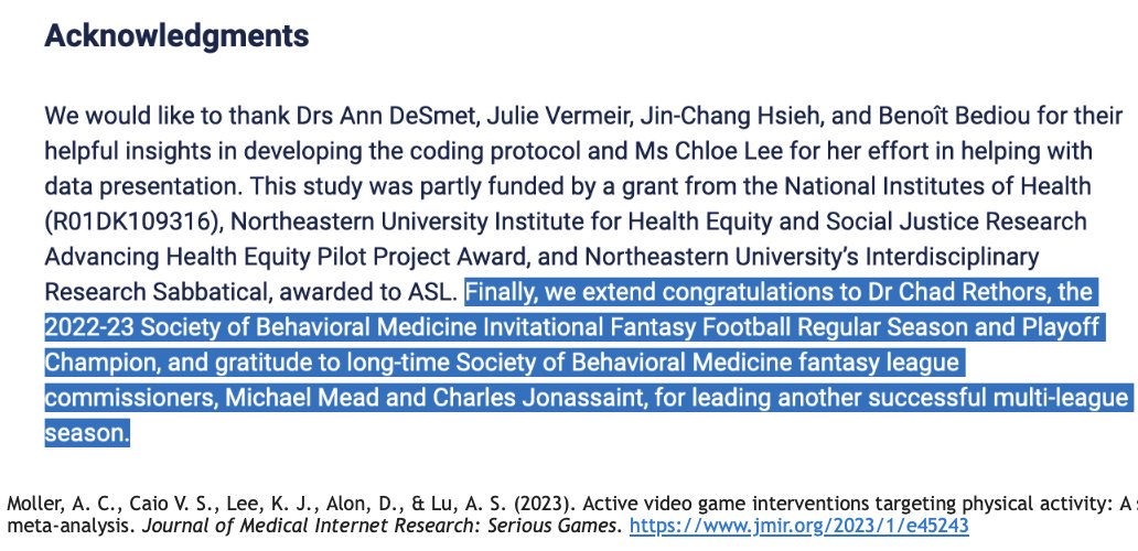 Each year, the <a href="/BehavioralMed/">SBM</a> #FantasyFootball League runner up acknowledges the league champion in one of their publication. Big time sportsmanship @arlenmoller !!! Keep the tradition alive. 
cc <a href="/ChadRethorst/">Chad Rethorst</a>