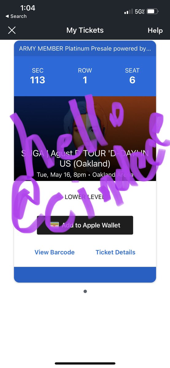 hellocindeee's tweet photo. For sale under face value $700, this was platinum pricing and I paid $1100 . Ticketmaster transfer https://t.co/ROhbr4YC35