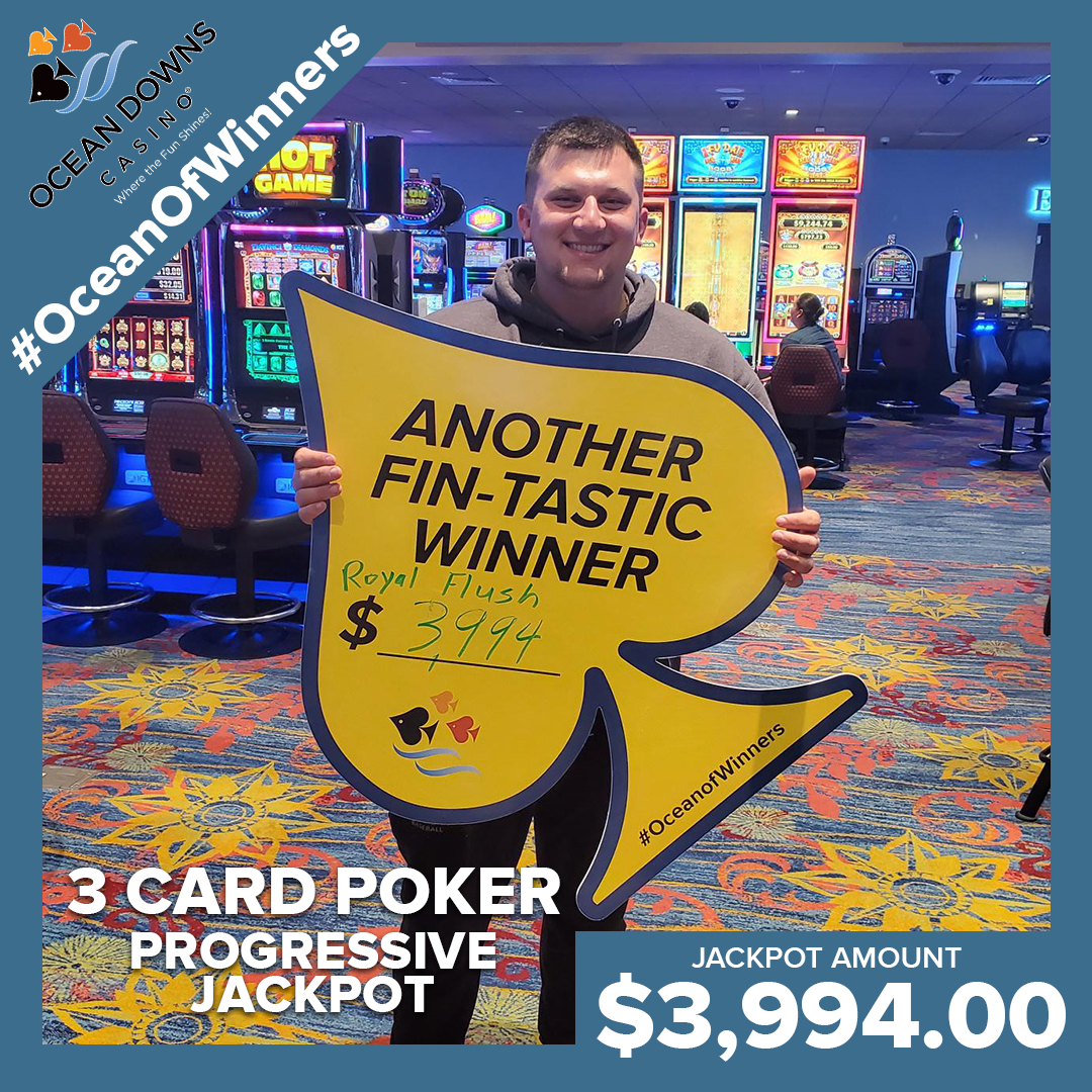 OceanDowns's tweet photo. Micah Gutierrez hit the progressive jackpot for $3,994.00 on our three-card poker by drawing a royal flush.
#OceanDowns #OceanOfWinners #Jackpot #WinBigWithUs #WinBig #WhereTheFunShines #OC #OCMD #Jackpot #EasyMoney #Fatcheck #slots #slotmachines #casino #Winner #Jackpot https://t.co/MW9GZV0SdQ