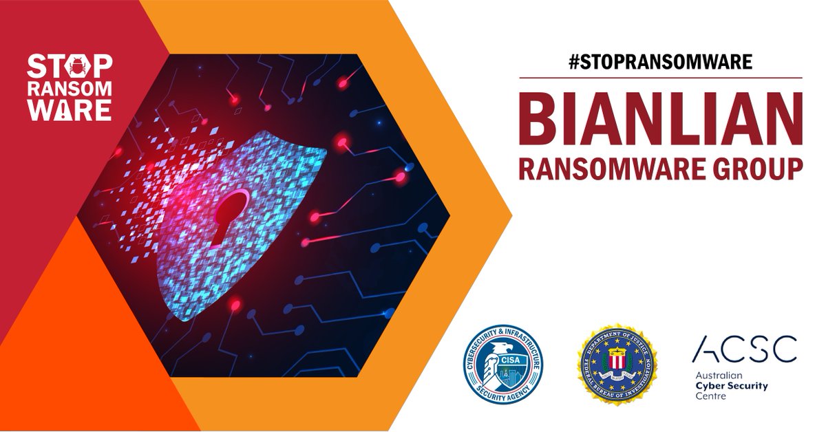 The #FBI released a joint Cybersecurity Advisory detailing the tactics and indicators of compromise related to BianLian, a ransomware developer, deployer, and data extortion cyber criminal group. Read more to help protect your networks: ic3.gov/Media/News/202… #StopRansomware