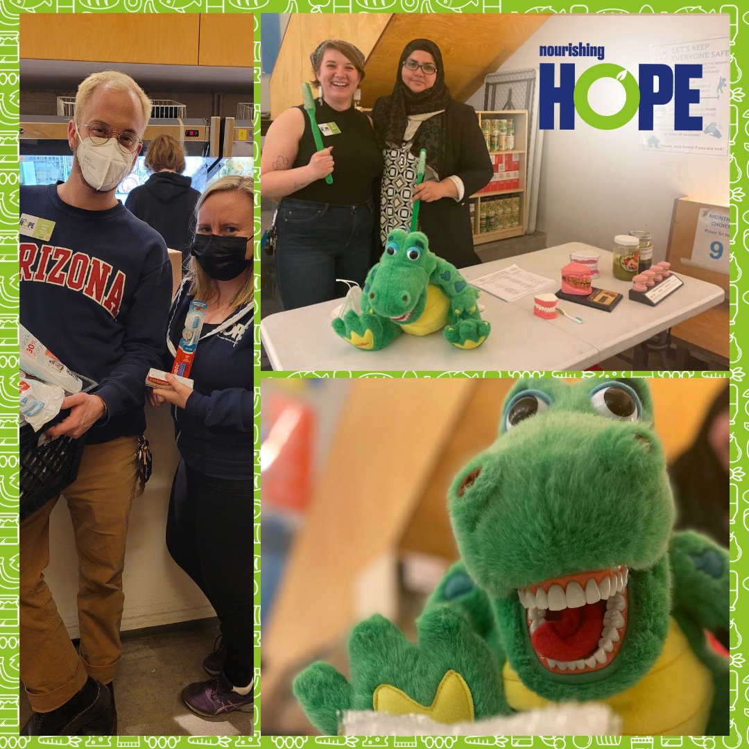 NourishHopeChi's tweet photo. 😁 It’s #ToothbrushTuesday! We have a big reason to smile today! Our development team and social services team helped our partners at @UICDentistry secure a $3,000 grant!  Check out these photos from one of UIC College of Dentistry’s oral hygiene clinics at our Sheridan Market.🦷 https://t.co/jnuxltdeyx