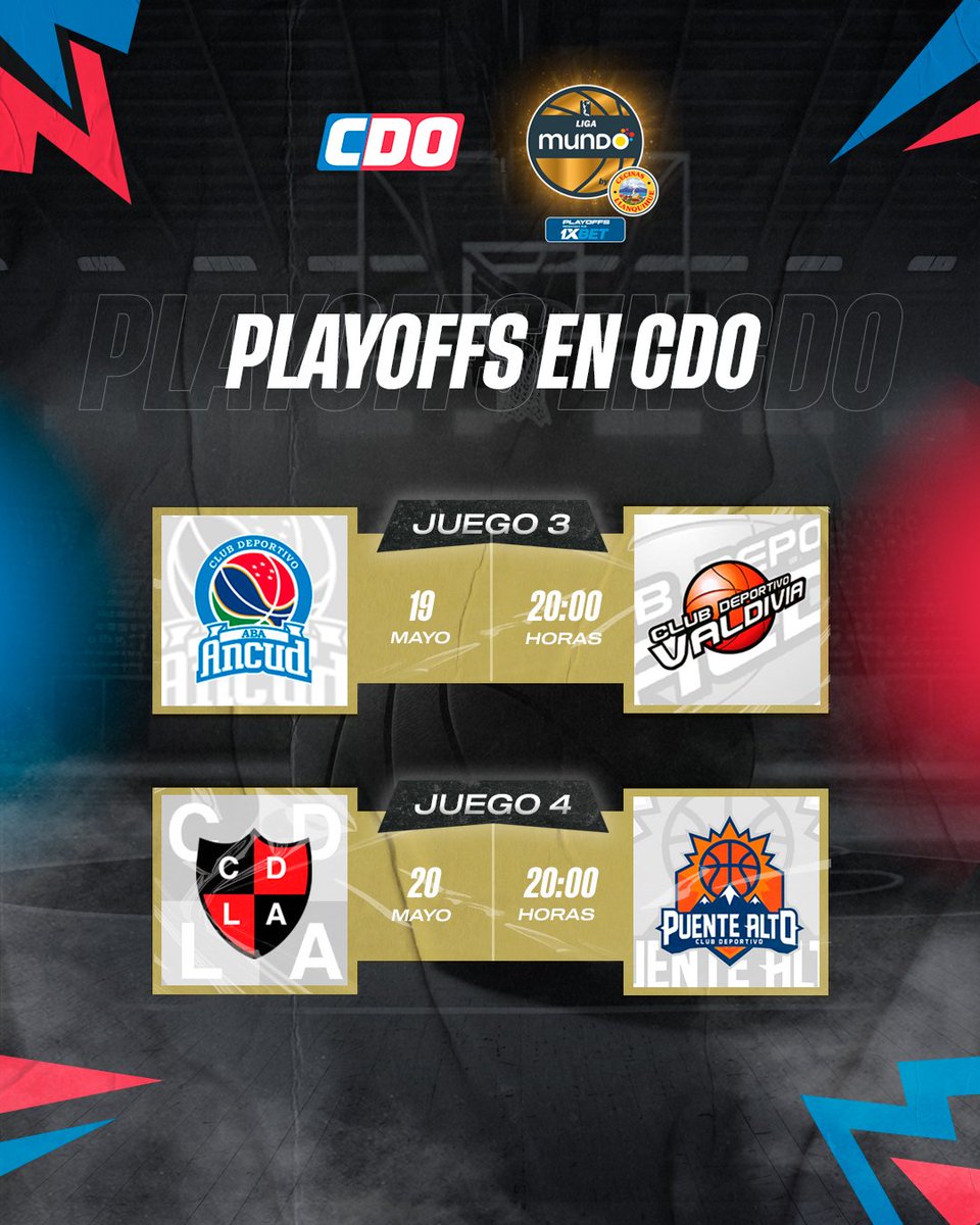 canal_CDO's tweet photo. Los playoffs están en llamas🔥

Estos serán los partidos que vivirás por CDO en la 2ª semana de la Liga Mundo by Cecinas Llanquihue, Playoffs presentados por 1xbet🏀

Solo en CDO+ y CDO Premium📺
#LNBXCDO #CDO #CDOmas #DijisteFibra  #LNBPlayoffs1xbet #LigaMundobyCecinasLlanquihue https://t.co/YW1v9gJPho