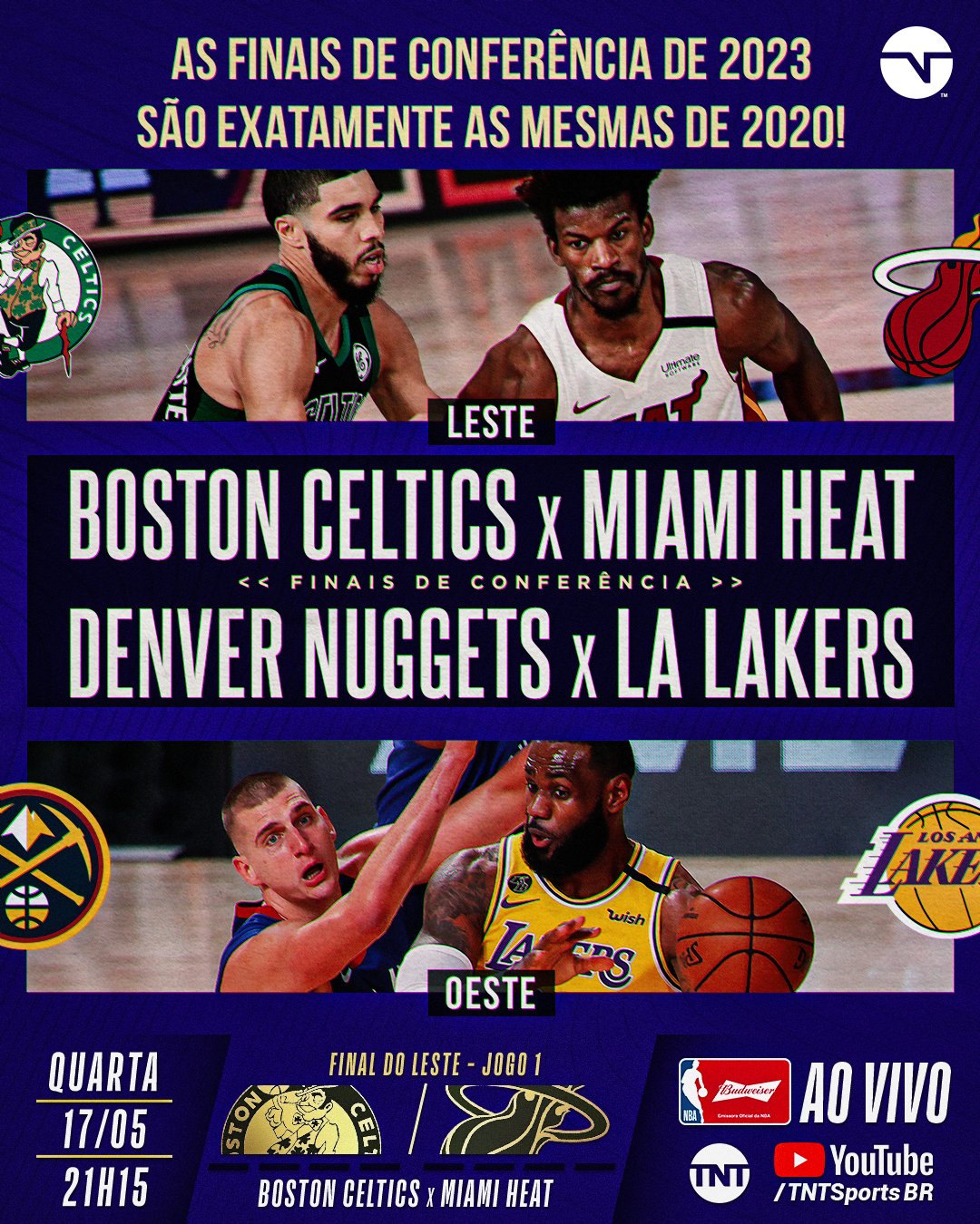 TNT Sports BR on X: FINAIS DE CONFERÊNCIA IGUAIS NA NBA! Será que o  campeão também vai ser o mesmo? 👀 Você confere TODA final da Conferência  Leste AO VIVO na @TNTbr