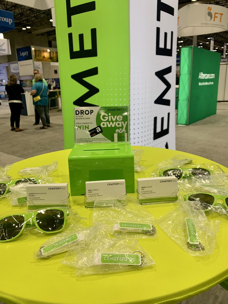 Cemetery360's tweet photo. Stop by our booth for a chance to win a $100 Amazon gift card! Just drop your business card into the drawing box and you’ll be entered into our drawing. You can find us at Booth 1513! #iccfa #iccfa2023 #cemeterysoftware https://t.co/BgRiu4TYEW