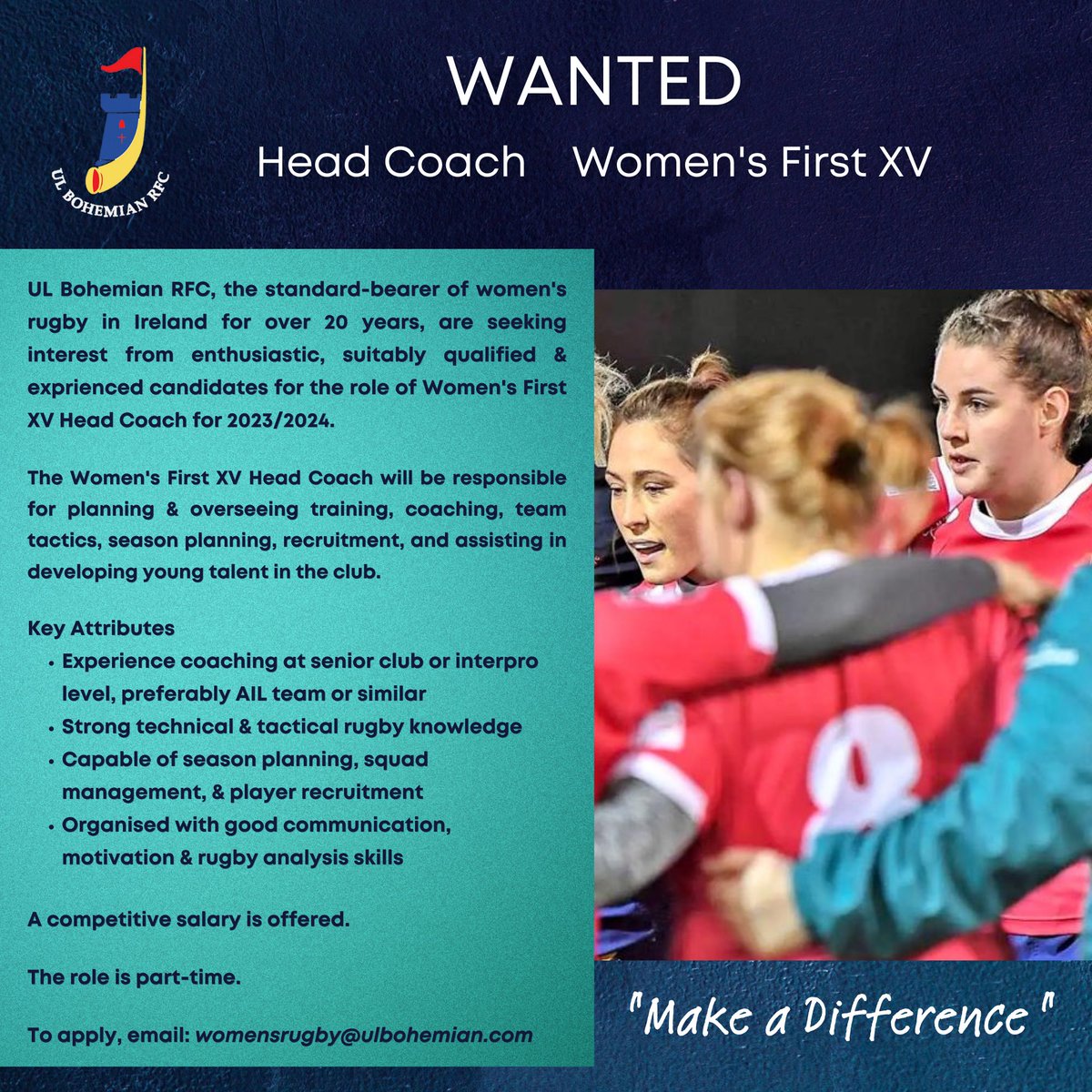 Exciting opportunity for an ambitious coach to lead Ireland’s most successful women’s rugby team👇 #NothingLikeIt 🔴🔵