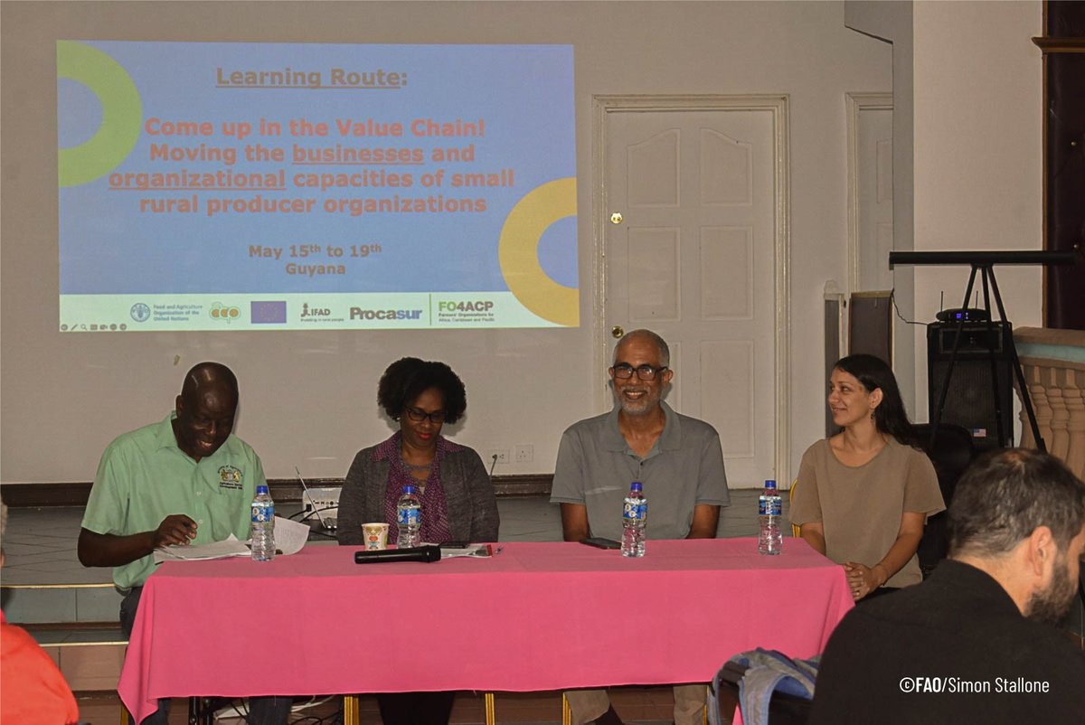 FAO_AgriFam's tweet photo. 📣Exciting news from Guyana! 🇬🇾 FAO and @procasur launched the National #LearningRoute under the @FO4ACP programme. This action aims to facilitate the exchange of practices between Farmers' Organizations, paving the way for a more inclusive #FamilyFarming sector @FAOCaribbean https://t.co/jUpEXLUsWk