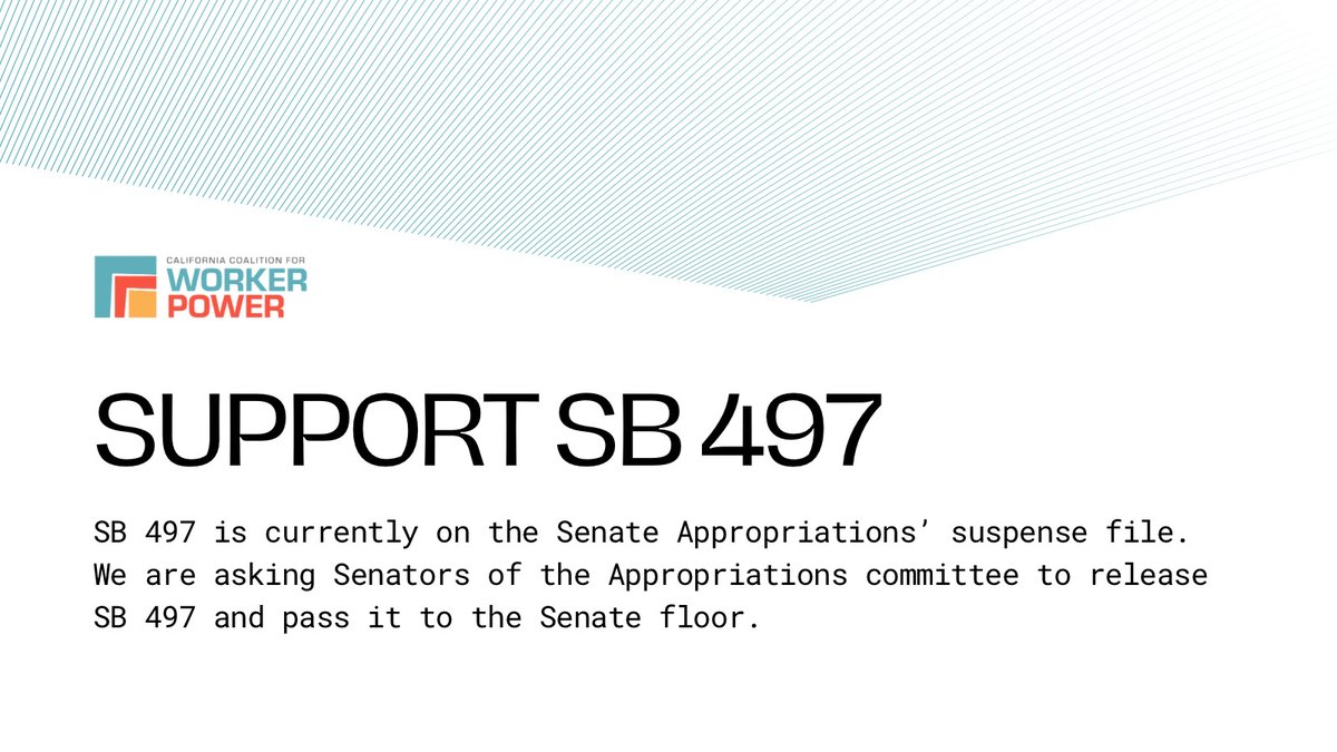 kiwa4justice's tweet photo. After passing both the Senate Labor and Judiciary Committees, #SB497 is currently on the Senate Appropriations' suspense file. Join us in asking members of the Appropriations Committee to support SB 497 and pass it to the Senate floor. @SteveBradford @aishabbwahab @Scott_Wiener https://t.co/O0FEWZUtAu