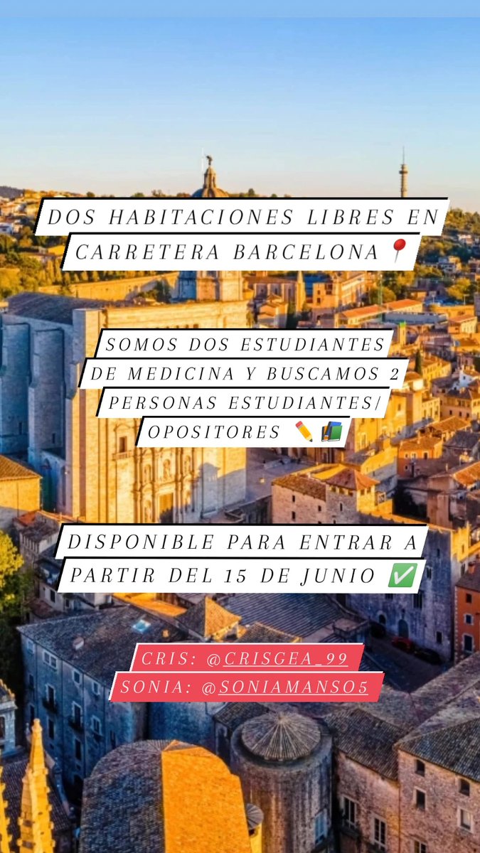 ❗❗❗❗ Buscamos dos compañeras de piso para entrar en junio!! Se agradece difusión