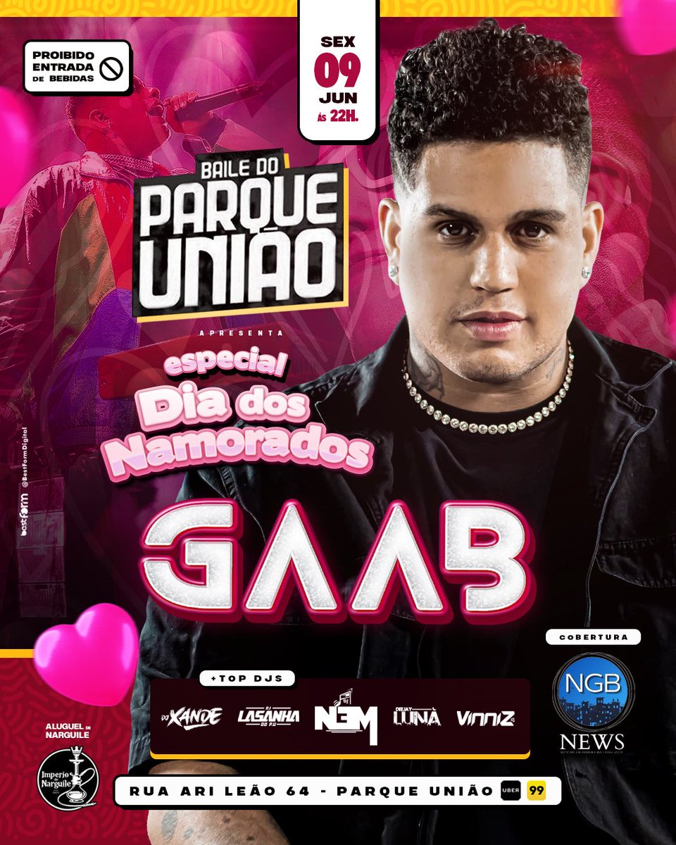 ParqueuniaoPu's tweet photo. Baile do p.u Edição Dia dos Namorados ❤️🇩🇪

Dia 09 de Junho Sexta-feira 🗓

Cantor : GAAB 🎤
DJ Nem 🎶

COBERTURA DO NGB NEWS 🎥

Equipes de som   e os DJs do Parque União Sacudindo Tudo 🇩🇪

Entrada 0800 😍

Proibido Entrada com Bebidas 🚫

Local: rua Ari leão p.u n64📍 https://t.co/CnOPkYTZyj