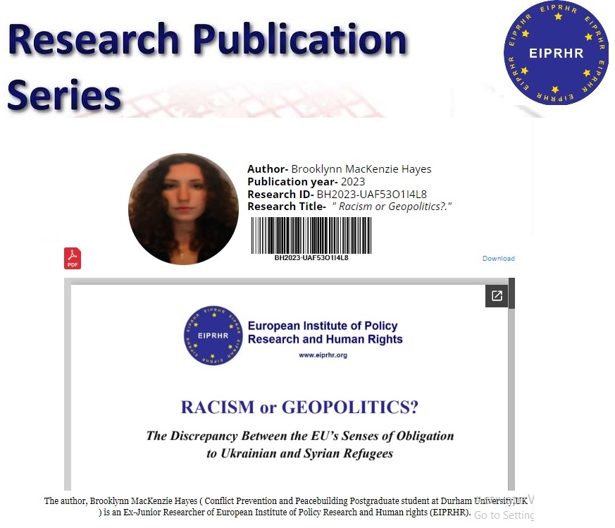 eiprhr's tweet photo. EIPRHR proudly announces the publication of Research paper through the " Research Publication Series."
Author, Brooklynn Hayes ( Postgraduate student at Durham University,UK ) is an Ex-Junior Research Fellow .
✔ Download at: https://t.co/ymWLp178nJ https://t.co/0FXpyGsXVs