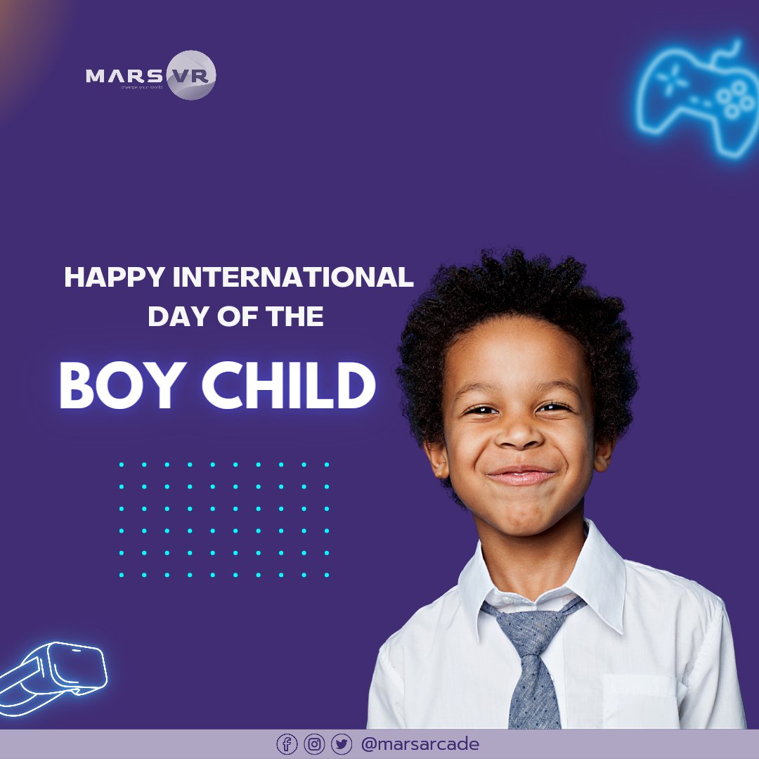 MarsArcade's tweet photo. Today, we celebrate the strength and potential of boys everywhere. Happy International Day of the Boy Child!

MarsVR Change Your World

☎️Call 08163763084 for reservations 

📍Suite 501, The Kings plaza, Opp NAF conference center Jahi, Abuja

#Abujagamers #marsarcade #BoyChildDay https://t.co/KBkbFj3m5D