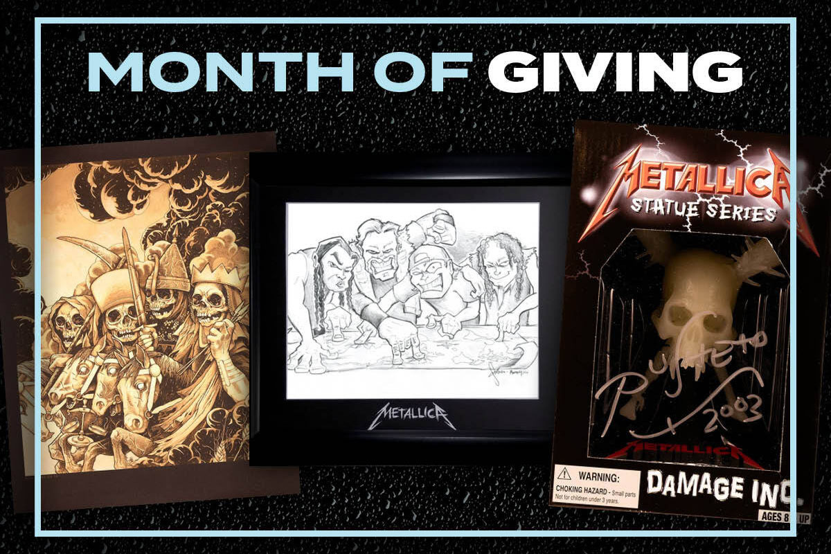 We're midway through #MonthofGiving2023, so it’s time for our SECOND auction of the month!

We’re highlighting artists linked to @Metallica with a bundle including works from Pushead, @SQUINDO1, & John Baizley!

➡️ metallica.lnk.to/MOG2023-Auctio…

Proceeds benefit @farmlinkproject