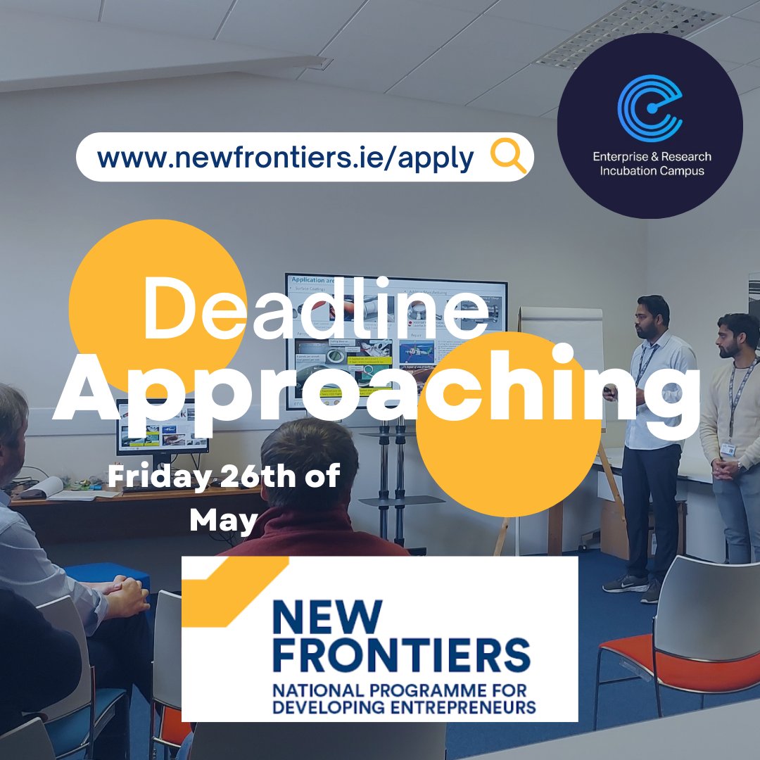 Don’t miss the opportunity to bring your business idea to reality. Apply now to #NewFrontiers Phase 2 at SETU Carlow. We are here to help you every step of way. Contact Enda at 059 91 75229 / enda.corcoran@setu.ie @CentreEric #Applicationsopen #EINF2023 #Enterpriseireland