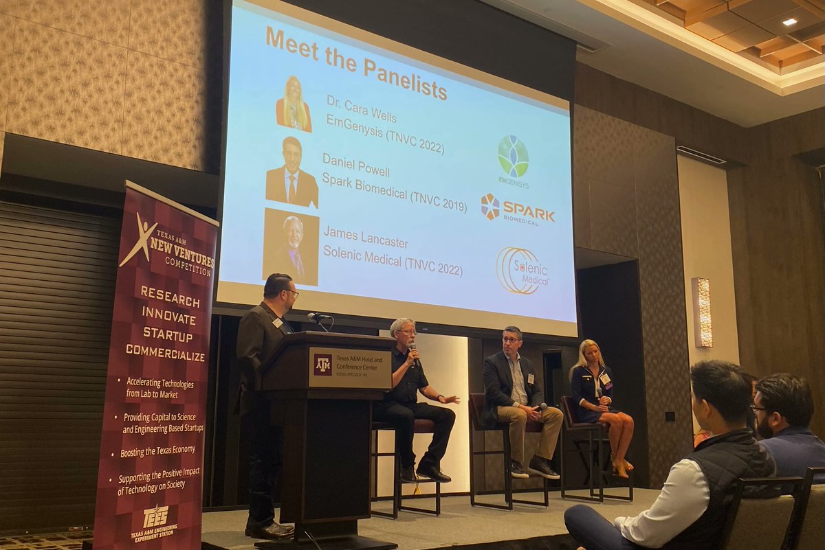 Thank you to our exceptional panelists, James Lancaster with <a href="/SolenicMedical/">Solenic Medical</a>, Daniel Powell with <a href="/SparkBiomedical/">Spark Biomedical</a>, and Cara Wells with <a href="/EmGenisys/">EmGenisys</a>, for sharing their expertise with us at #TNVC2023!