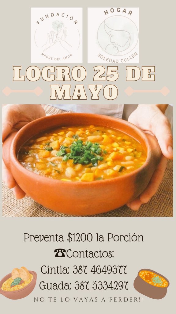 Holaa !!! Les pido ayuda para esta obra hermosa!! Si pueden ayudar comprando  locro para este 25 a beneficio del Hogar para mujeres embarazadas *Importante: traer olla 🍲!!!! Un Rt también ayuda mucho!!
Muchas gracias 💙💙