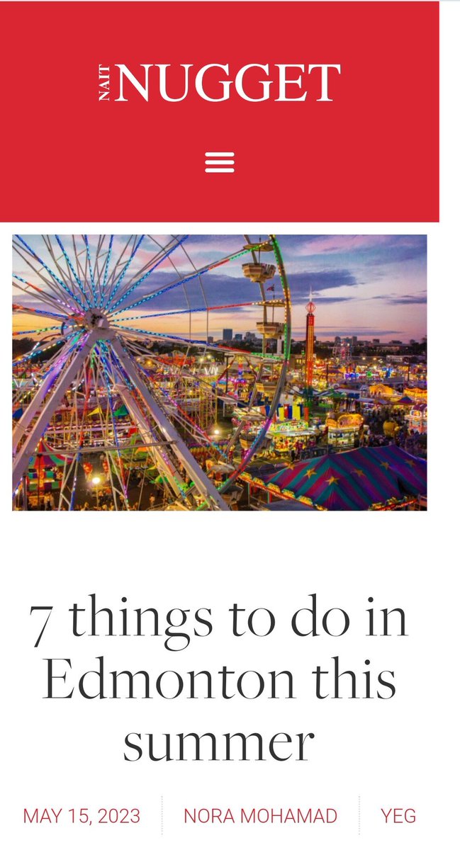 My first article for the Nugget! 7 things to do in Edmonton this summer. #yeg @nait @thenaitnugget thenuggetonline.com/7-things-to-do…