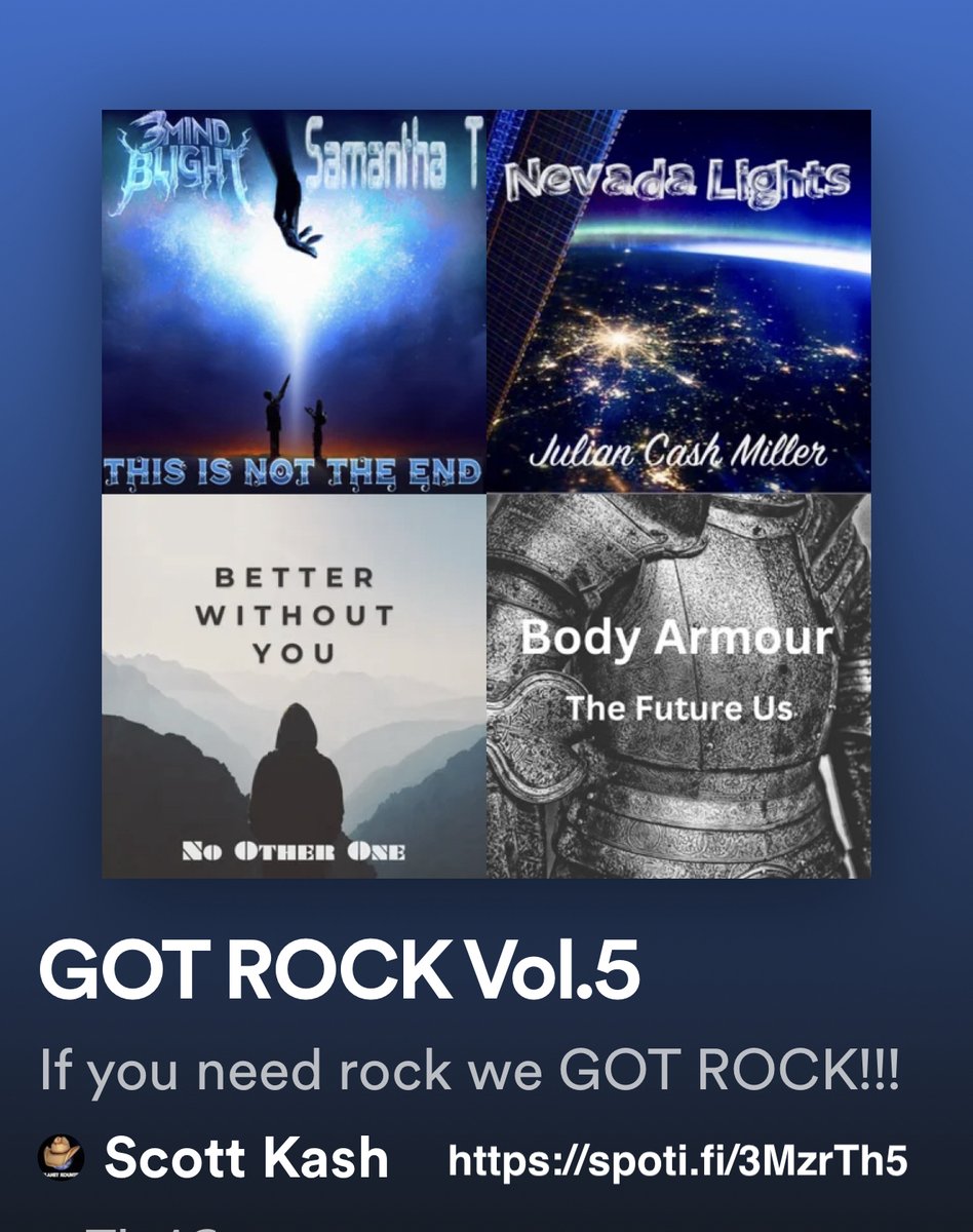 NEW Got Rock playlist @thisisannaliese @wildstreet @thespideraccomp/@VKLynne @graceamosmusic @UponWings/@AnneErickson @luxthereal1 +MORE #Spotify spoti.fi/3MzrTh5 #Rock #rtitbot @rttanks @FluidRT @BlackettMusic #SpotifyRT #GotRock
