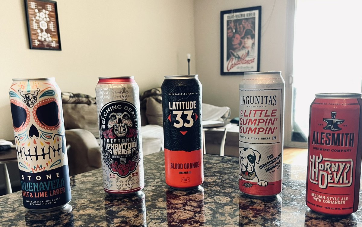 RJellyman's tweet photo. 05/16/2023 #TopBrewsTues
& #10PercentTuesday. My lineup includes Salt & Lime Mexican Lager, an IPA, a Blood Orange IPA, Little Sumpin’, a Belgian-Style Ale with Coriander. @StoneBrewing @JonMontag @zappafaye @badhopper @TammyJaben @Senor_Greezy @cellmavin @JohanBBT @blofmitten https://t.co/Xo7BhTjPXr