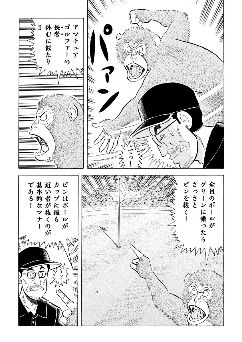 一人前 -サルが教えるゴルフマナー2巻 5月15日より配信中!  マナー指導をするのは喋るニホンザル?  「スパイクマーク」「ピンの持ち方」「ティボット跡と無法者」他、8話収録の完結2巻! ビギナーからベテランまで必須で身につけたい「ゴルフマナー」をお伝えします #石井貞義ゴルフ漫画シリーズ