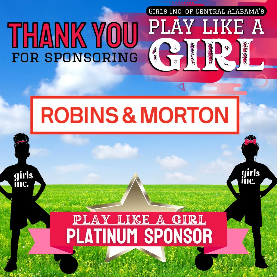 Shoutout to our friends at Robins &amp; Morton! As a Platinum level sponsor and competitor for our Play Like A Girl event, <a href="/RobinsMorton/">Robins & Morton</a> is investing in our mission to inspire all girls to be strong, smart, and bold! We can't wait to see you on the field this Saturday 🎉🏆