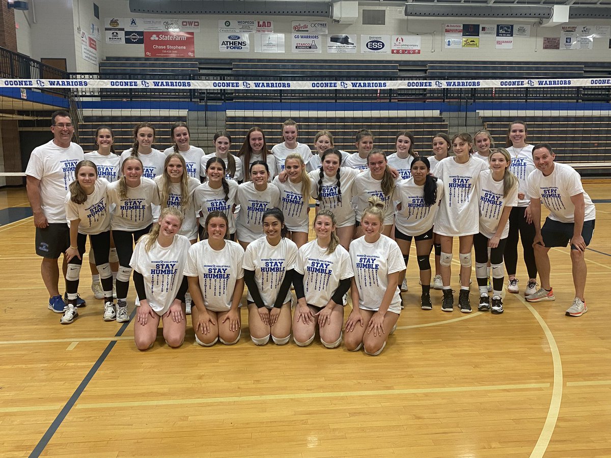 After a very tough, competitive tryout with over 40 girls participating, here is the 2023 Oconee County Volleyball team - Varsity and JV. #GoWarriors #StayHumble