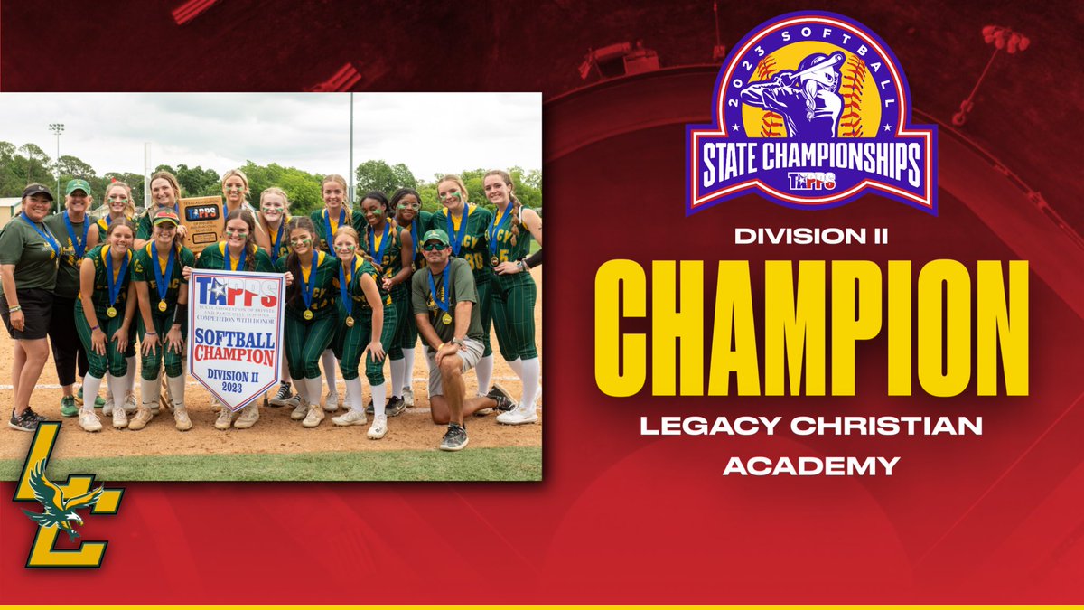 TAPPSSoftball's tweet image. Congratulations to Legacy Christian Academy, your Division II  2023 #TAPPSsoftball State Champions!! 🥎🥎