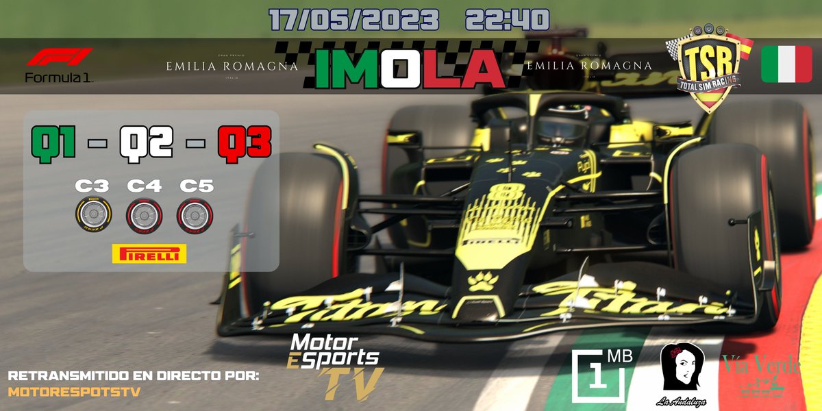TSRSimRacing's tweet image. Llegamos a la cuarta cita del campeonato, esta semana toca buscar la mejor posición en clasificación, cielos encapotados, abandonamos los muros de los circuitos urbanos para meternos de lleno en la técnica de un circuito mítico, llega IMOLA.
Siguelo en twitch.tv/motoresportstv