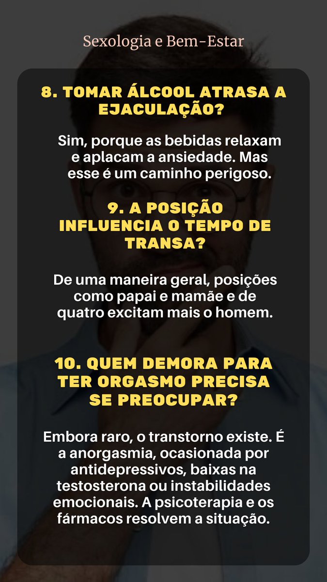 sexologiaBE's tweet photo. Ejaculação Precoce: 10 perguntas e respostas https://t.co/Lh3bQPTOMd
