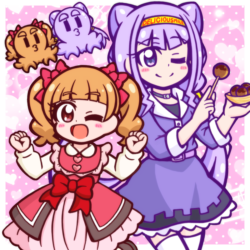#みんなのデフォ絵と等身絵の比較が見たい ❤ツインラブ比較版💜 最近はノーマルモードから🐙に変身出来たり えみ~るが(のワの)顔になったりと いろいろなモードに変身が出来るご様子w(*'ω`*)