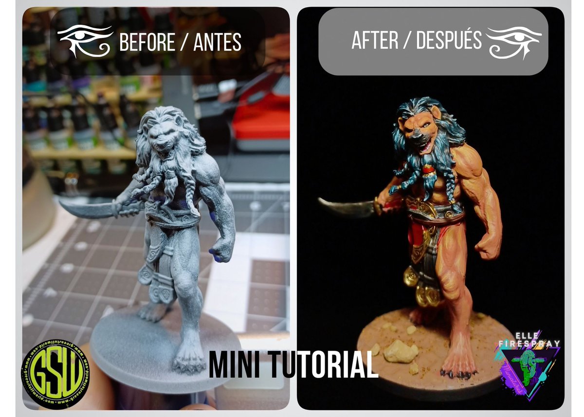 Elle_FireSpray's tweet photo. 1/3 Quick tutorial of how I went about painting Shezmu from Ankh Gods of Egypt. Hope you like it! 😊✨🙌🏾
Mini tutorial sobre cómo pinté Shezmu de Ankh Dioses de Egypto. Espero que les guste! 😊✨🙌🏾
#ankhgodsofegypt #miniaturepainting
@greenstuffworld https://t.co/SRGMLwA3gk